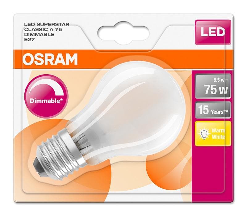 BEC LED Osram, soclu E27, putere 8.5W, forma clasic, lumina alb calda, alimentare 220 - 240 V, "000004058075808300"