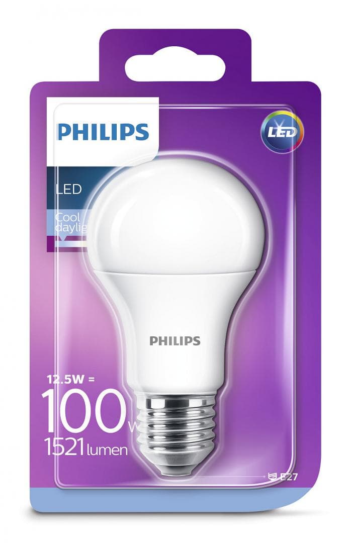 BEC LED Philips, soclu E27, putere 13W, forma clasic, lumina alb rece, alimentare 220 - 240 V, "000008718696577295" — miniatură