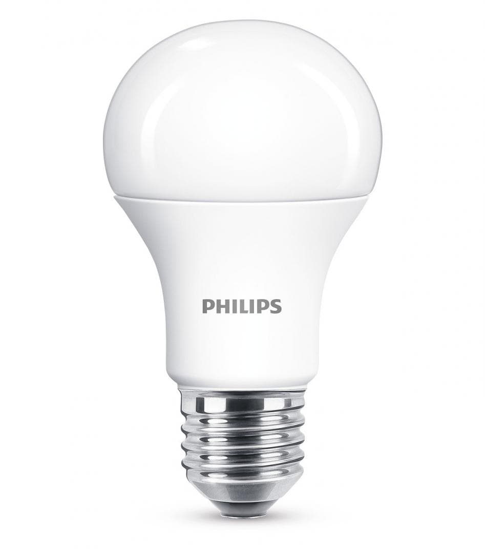 SET 2 becuri LED Philips, soclu E27, putere 11W, forma clasic, lumina alb calda, alimentare 220 - 240 V, "000008718696586112" — miniatură