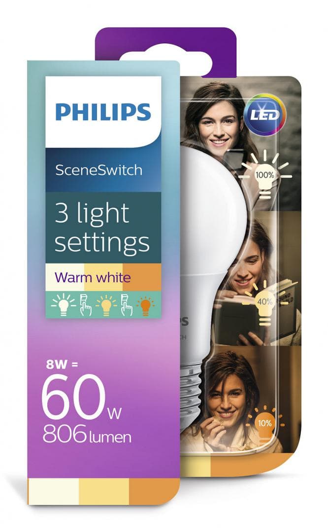 BEC LED Philips, soclu E27, putere 8W, forma clasic, lumina alb calda, alimentare 220 - 240 V, "000008718696588840"