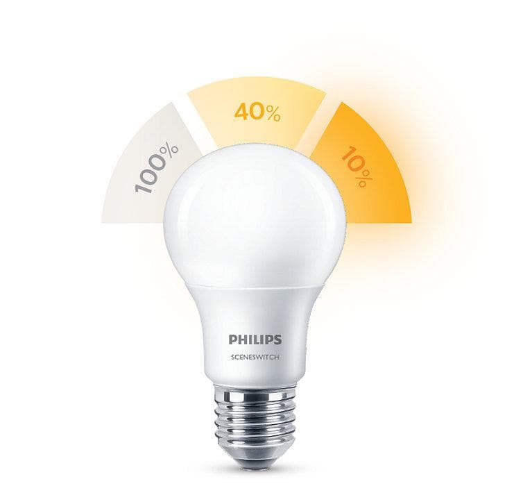 BEC LED Philips, soclu E27, putere 8W, forma clasic, lumina alb calda, alimentare 220 - 240 V, "000008718696588840" — miniatură