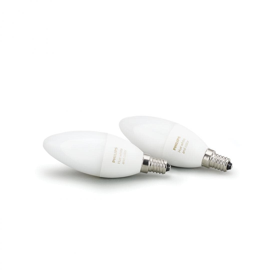 SET 2 becuri smart LED Philips, soclu E14, putere 6.5W, forma lumanare, lumina multicolora, alimentare 220 - 240 V, "000008718696695241" — miniatură