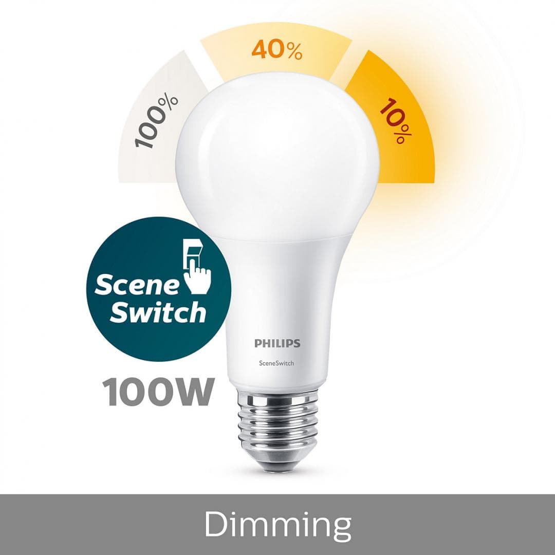 BEC LED Philips, soclu E27, putere 3.5W, 7W, 14W, forma clasic, lumina alb calda, alimentare 220 - 240 V, "000008718696706794" — miniatură