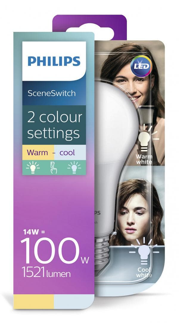 BEC LED Philips, soclu E27, putere 14W, forma clasic, lumina alb rece, alb calda, alimentare 220 - 240 V, "000008718696706831" — miniatură