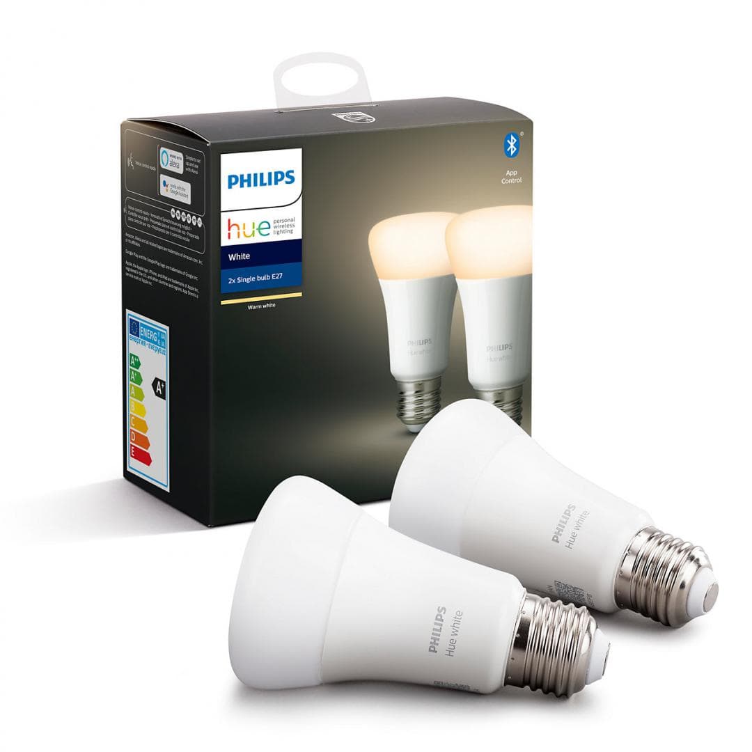 SET 2 becuri smart LED Philips, soclu E27, putere 9W, forma clasic, lumina alb calda, alimentare 220 - 240 V, "000008718696785270"