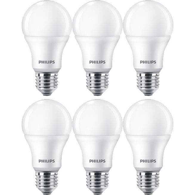 SET 6 becuri LED Philips, soclu E27, putere 9W, forma clasic, lumina alb calda, alimentare 220 - 240 V, "000008718696829998" — miniatură