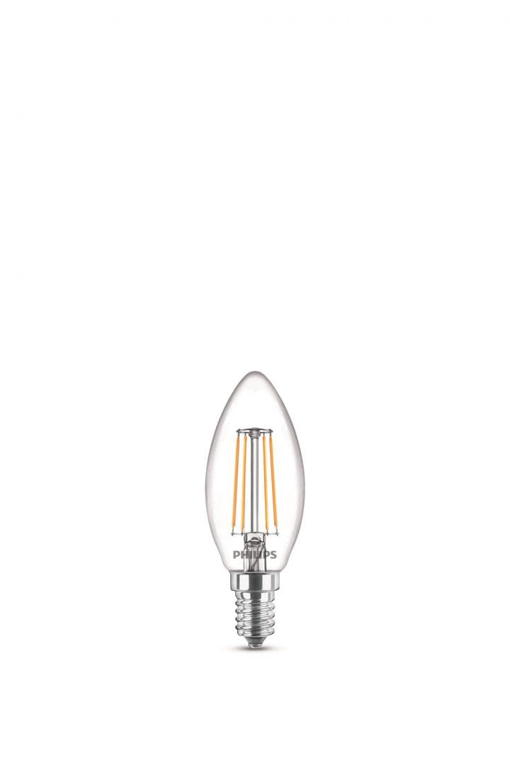 SET 3 becuri LED Philips, soclu E14, putere 4.3W, forma lumanare, lumina alb calda, alimentare 220 - 240 V, "000008718699612337" — miniatură
