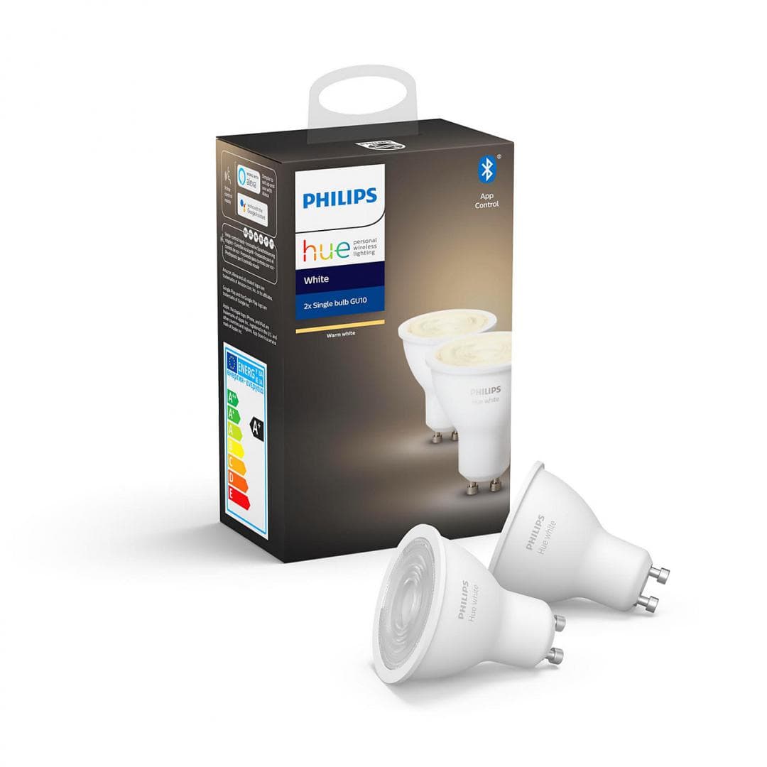 SET 2 KIT smart LED Philips, soclu GU10, putere 5.2W, forma spot, lumina alb calda, alimentare 220 - 240 V, "000008718699629311"