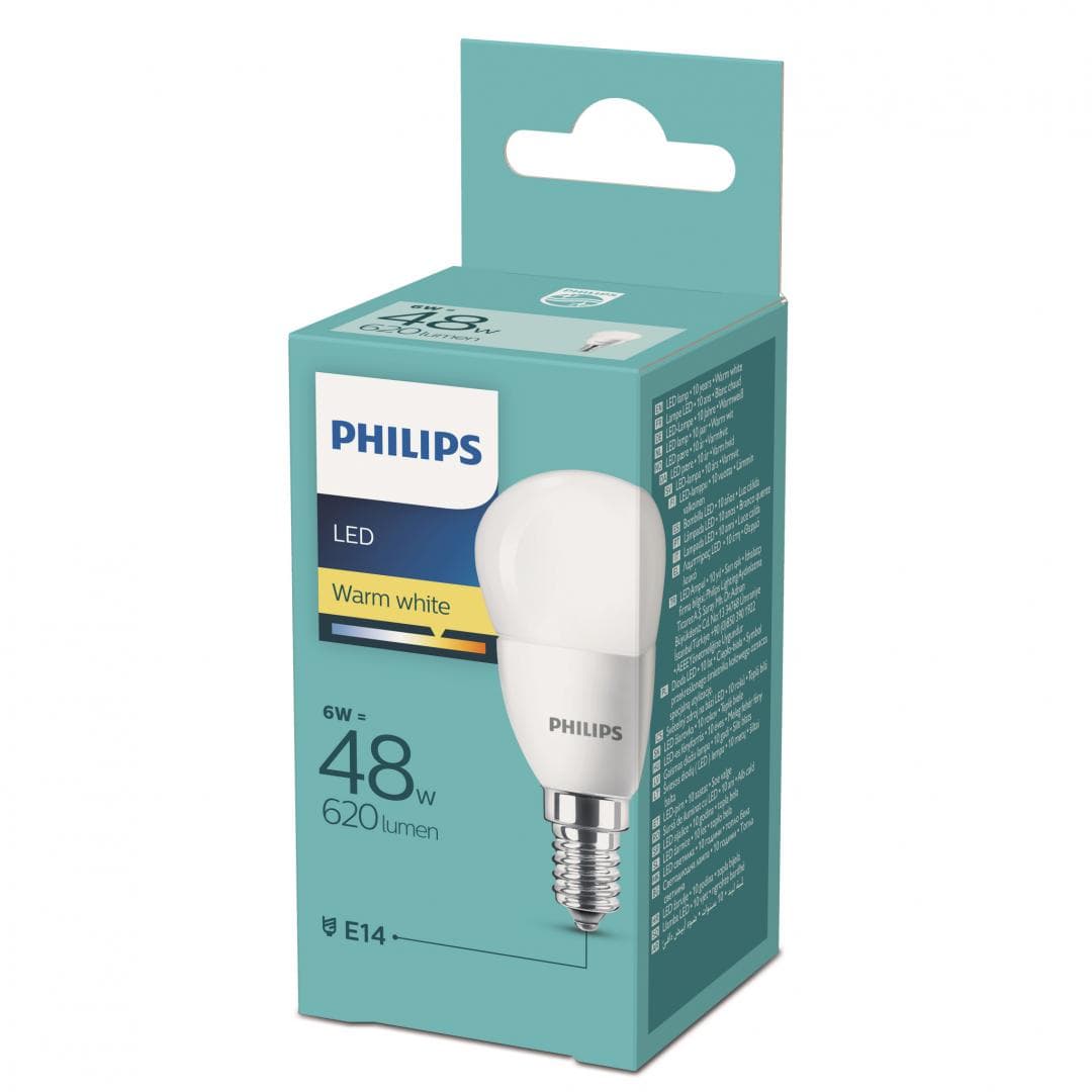 BEC LED Philips, soclu E14, putere 6W, forma clasic, lumina alb calda, alimentare 220 - 240 V, "000008718699632472"