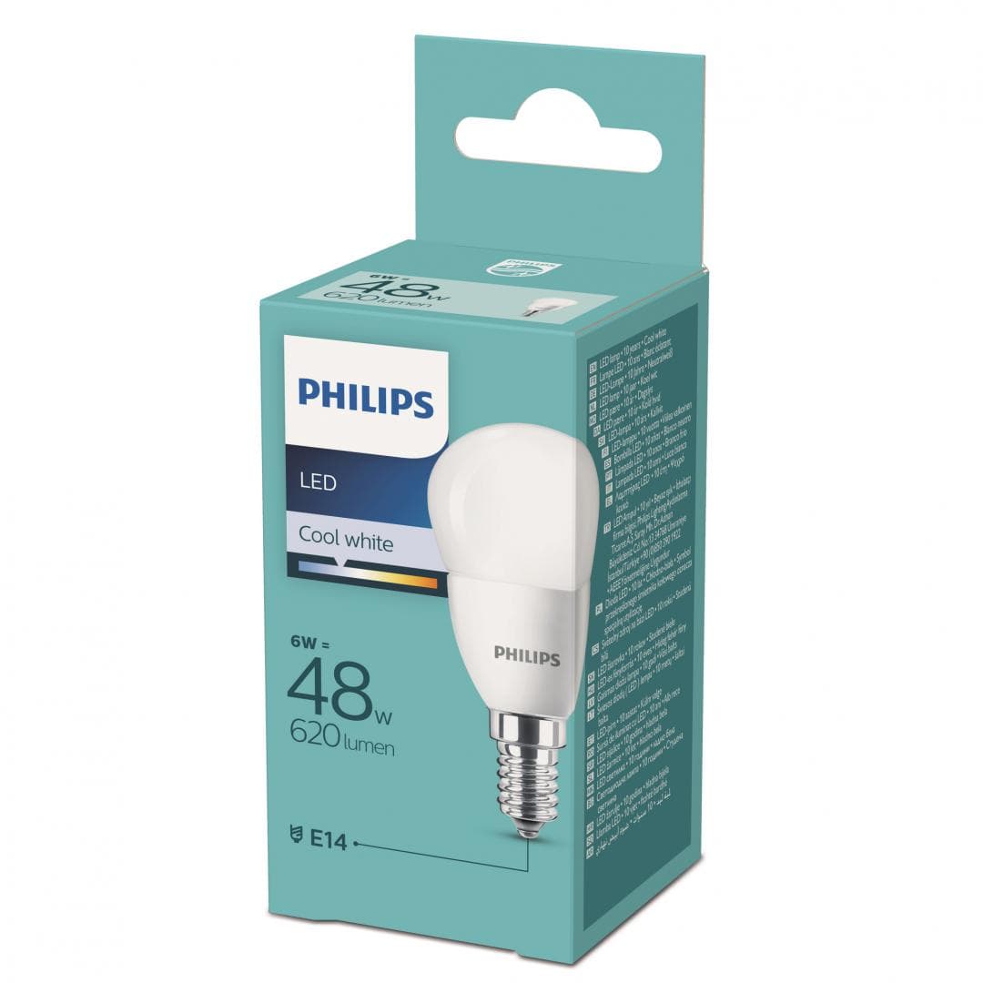 BEC LED Philips, soclu E14, putere 6W, forma clasic, lumina alb rece, alimentare 220 - 240 V, "000008718699632496"