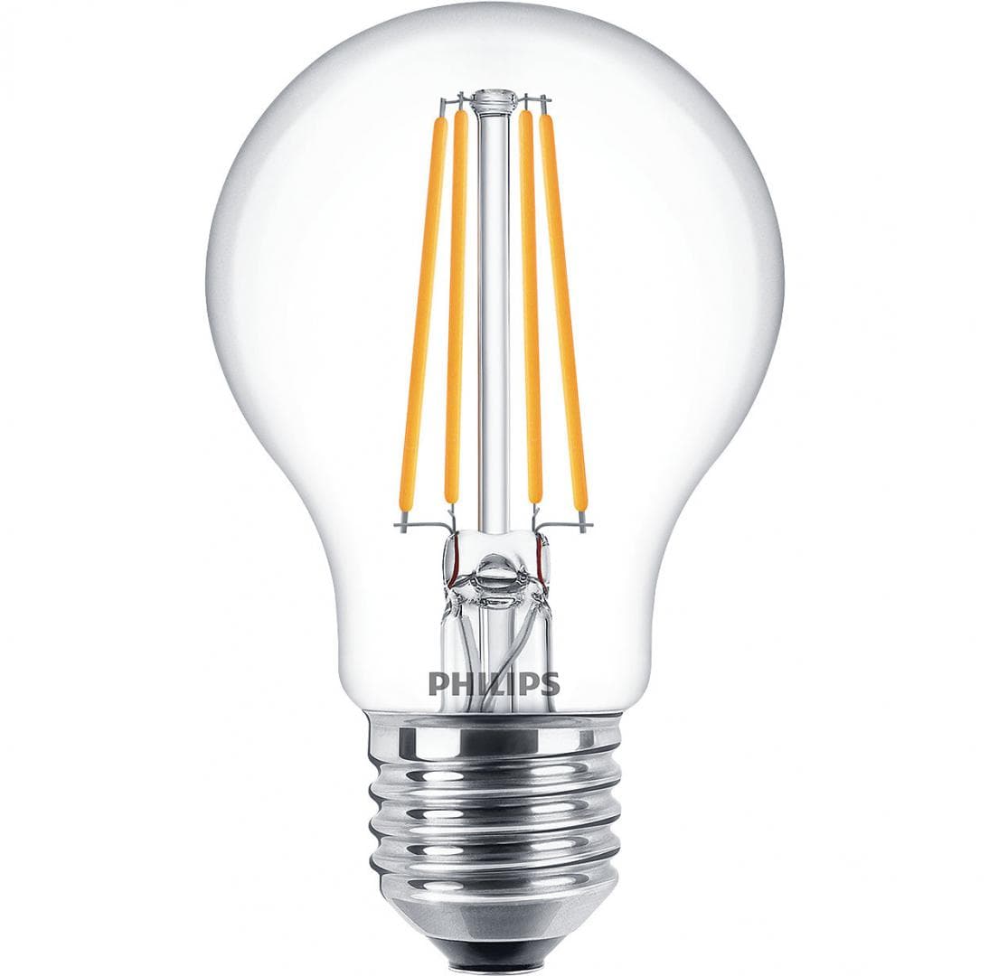 SET 3 becuri LED Philips, soclu E27, putere 7W, forma clasic, lumina alb calda, alimentare 220 - 240 V, "000008718699665081" — miniatură