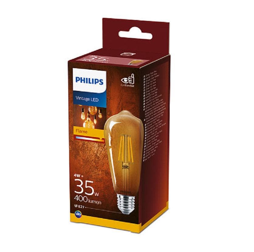 BEC LED Philips, soclu E27, putere 4W, forma stil lampa TV, lumina alb calda, alimentare 220 - 240 V, "000008718699673543"