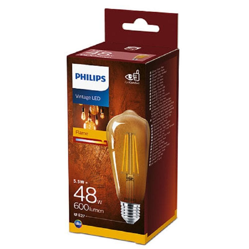 BEC LED Philips, soclu E27, putere 5.5W, forma stil lampa TV, lumina alb calda, alimentare 220 - 240 V, "000008718699673581"
