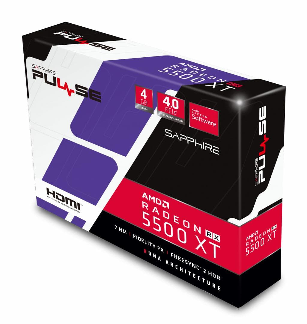 PLACA VIDEO SAPPHIRE AMD Radeon RX 5500 XT, 4 GB GDDR6 128 biti, PCI Express 4.0 x 16, HDMI, Display Port x 3, sistem racire aer activ, "11295-03-20G" — miniatură