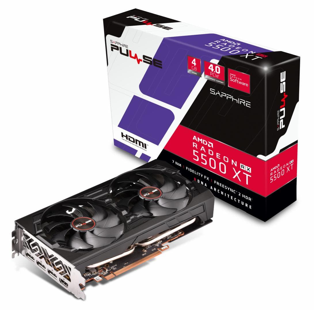 PLACA VIDEO SAPPHIRE AMD Radeon RX 5500 XT, 4 GB GDDR6 128 biti, PCI Express 4.0 x 16, HDMI, Display Port x 3, sistem racire aer activ, "11295-03-20G"