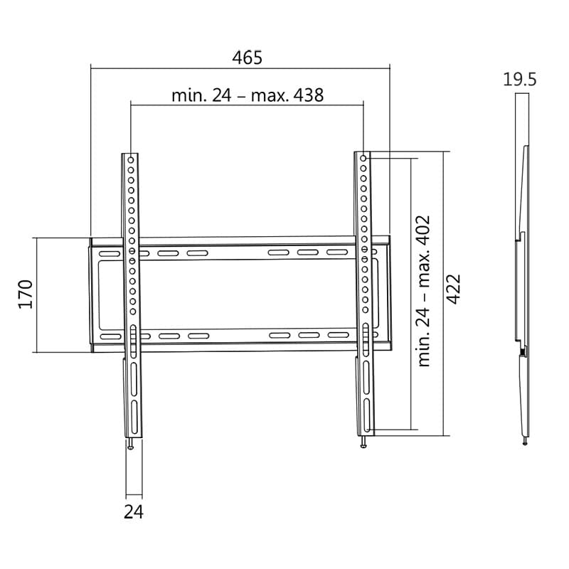 SUPORT de perete LOGILINK, pt 1 TV/monitor plat, diag. max 55 inch, fix, max 35 Kg, "BP0009" — miniatură
