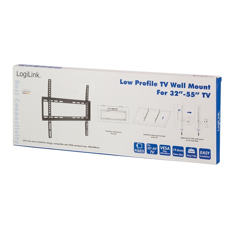 SUPORT de perete LOGILINK, pt 1 TV/monitor plat, diag. max 55 inch, fix, max 35 Kg, "BP0009" — miniatură
