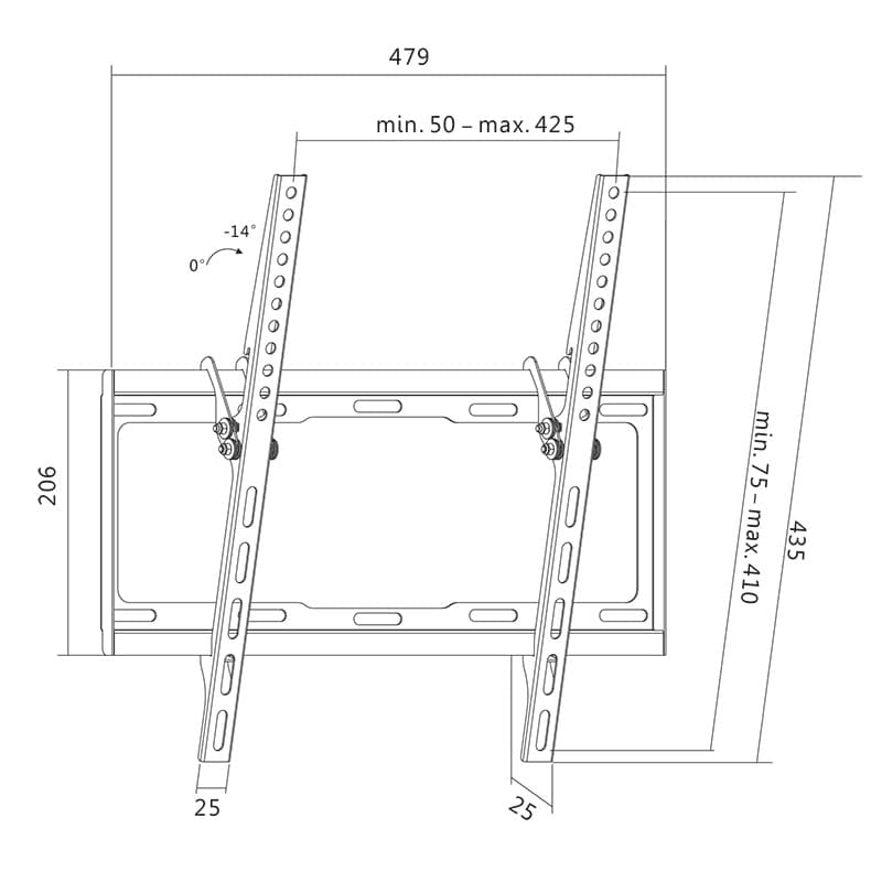 SUPORT de perete LOGILINK, pt 1 TV/monitor plat, diag. max 55 inch, inclinare, max 35 Kg, "BP0012" — miniatură