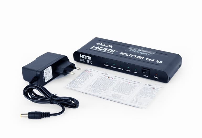 SPLITTER video GEMBIRD, split HDMI la 4 monitoare, conector intrare: HDMI (M); conector iesire: HDMI (M) x 4, "DSP-4PH4-02" — miniatură