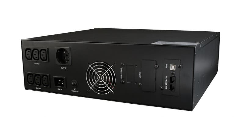 UPS GEMBIRD, Line Int. cu sinusoida pura cu management, rack, 2000VA/1200W, AVR, IEC x 6/ Schuko x 1, 3 x baterie 12V/9Ah, display LCD, back-up 1 - 10 min., "EG-UPSRACK-12" — miniatură