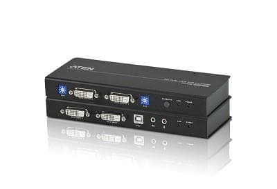 EXTENDER KVM ATEN acces PC de la distanta, conector tip DVI-D (M) x 2 | USB Type B (M) | Serial RS232 (9-pin) (M) | 3.5 mm Jack (M) x 2 | RJ-45 x 2, "CE604-AT-G"