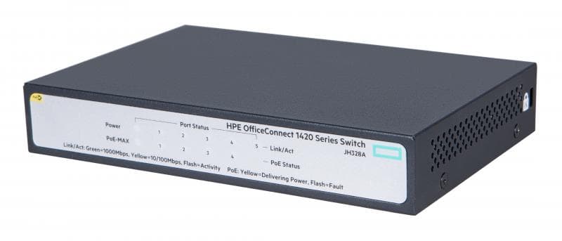 SWITCH HP, HPE 1420, porturi Gigabit x 5, unmanaged, carcasa metalica, "JH328A"