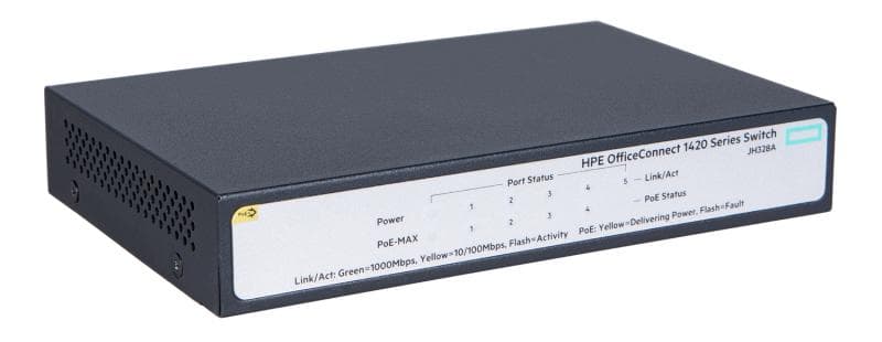 SWITCH HP, HPE 1420, porturi Gigabit x 5, unmanaged, carcasa metalica, "JH328A" — miniatură