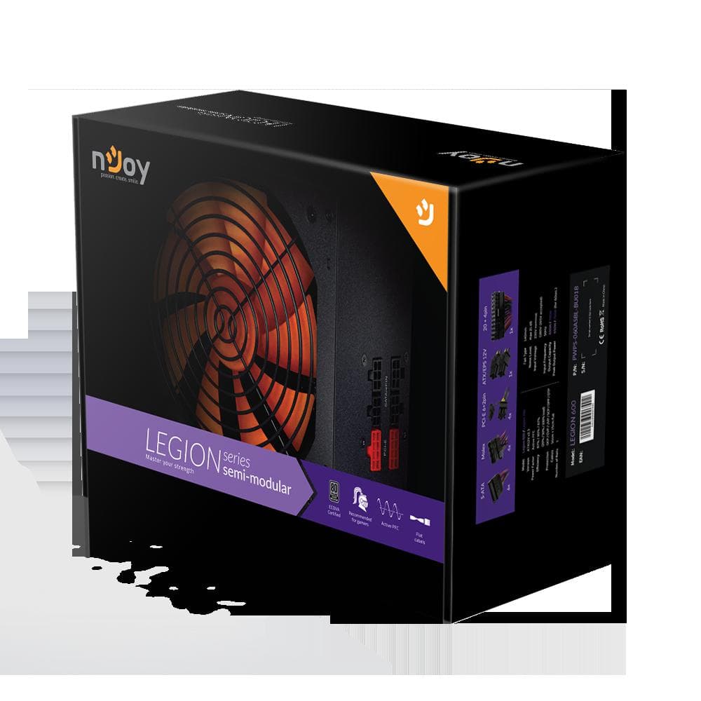 SURSA NJOY, 700 W, ATX 12V V2.3, fan 140 mm x 1, 80 Plus Silver, "PWPS-070ASBL-BU01B" — miniatură