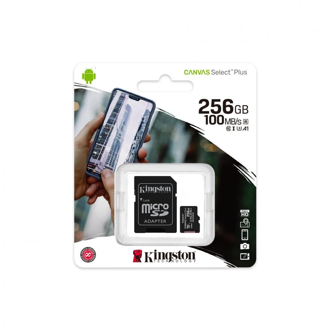 CARD MicroSD KINGSTON, 256 GB, microSDXC, clasa 10, standard UHS-I U3, "SDCS2/256GB"