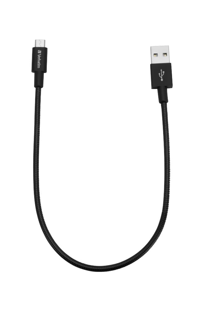 CABLU alimentare si date VERBATIM, pt. smartphone, USB 2.0 (T) la Micro-USB 2.0 (T), 30cm, premium, cablu metalic, negru, "48866" — miniatură
