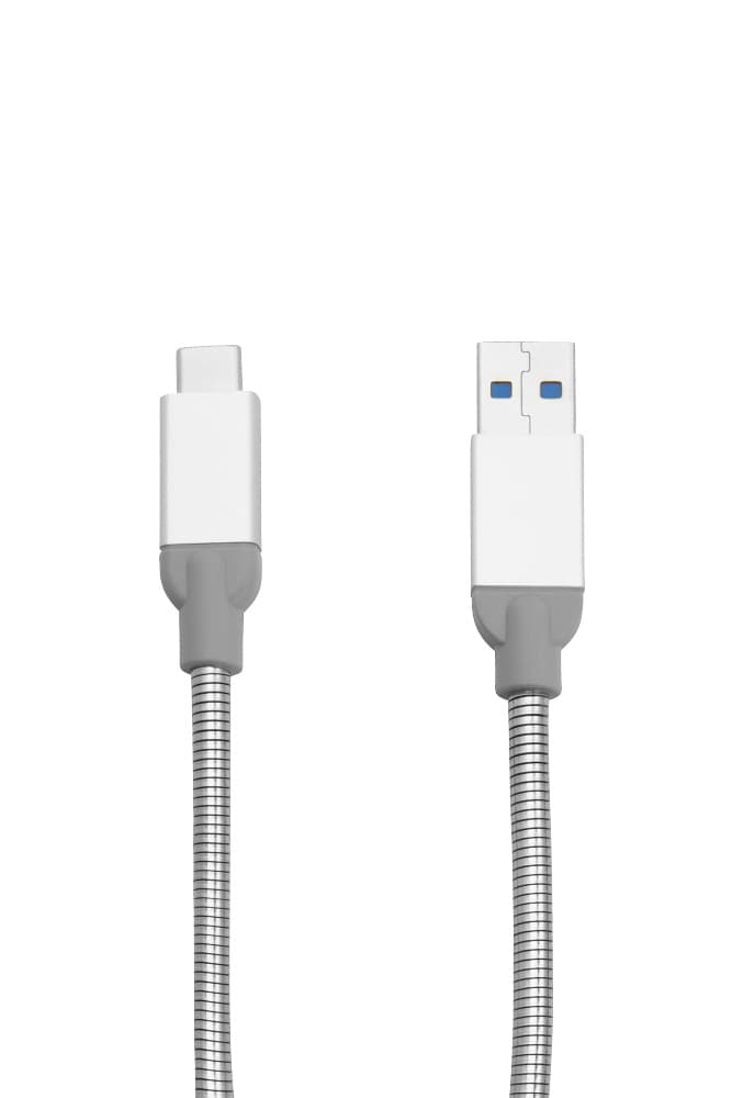 CABLU alimentare si date VERBATIM, pt. smartphone, USB 3.1 (T) la USB 3.1 Type-C (T), 30cm, premium, cablu metalic, argintiu, "48868" — miniatură