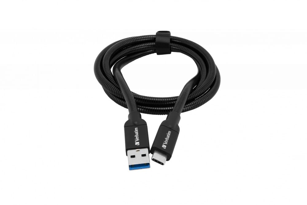 CABLU alimentare si date VERBATIM, pt. smartphone, USB 3.1 (T) la USB 3.1 Type-C (T), 1m, premium, cablu metalic, negru, "48871"