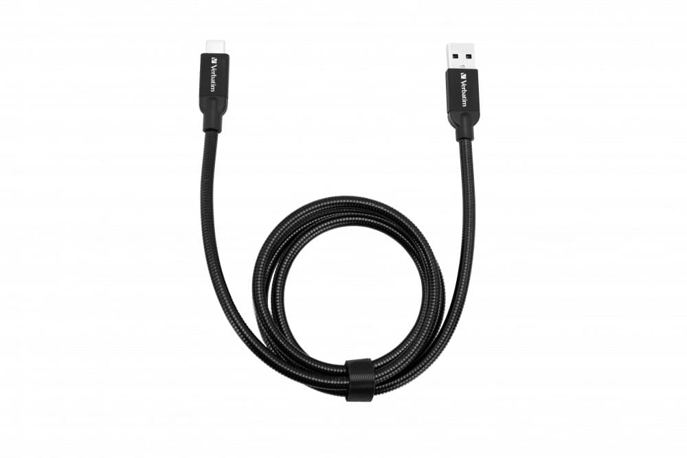 CABLU alimentare si date VERBATIM, pt. smartphone, USB 3.1 (T) la USB 3.1 Type-C (T), 1m, premium, cablu metalic, negru, "48871" — miniatură