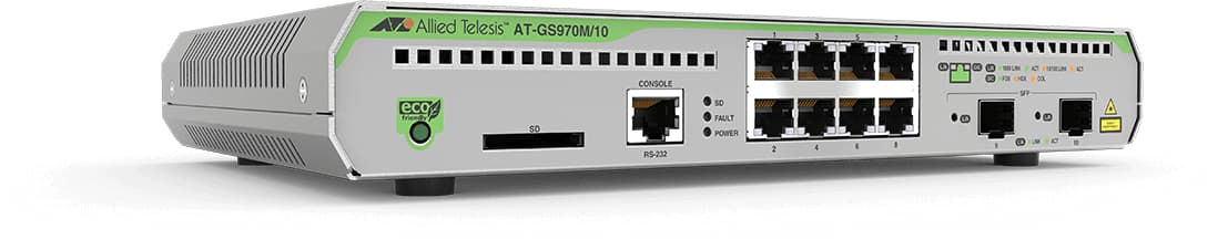 SWITCH ALLIED TELESIS, ATI SW 8P, porturi Gigabit x 8, SFP x 2, managed, rackabil, carcasa metalica, "AT-GS970M/10-50"