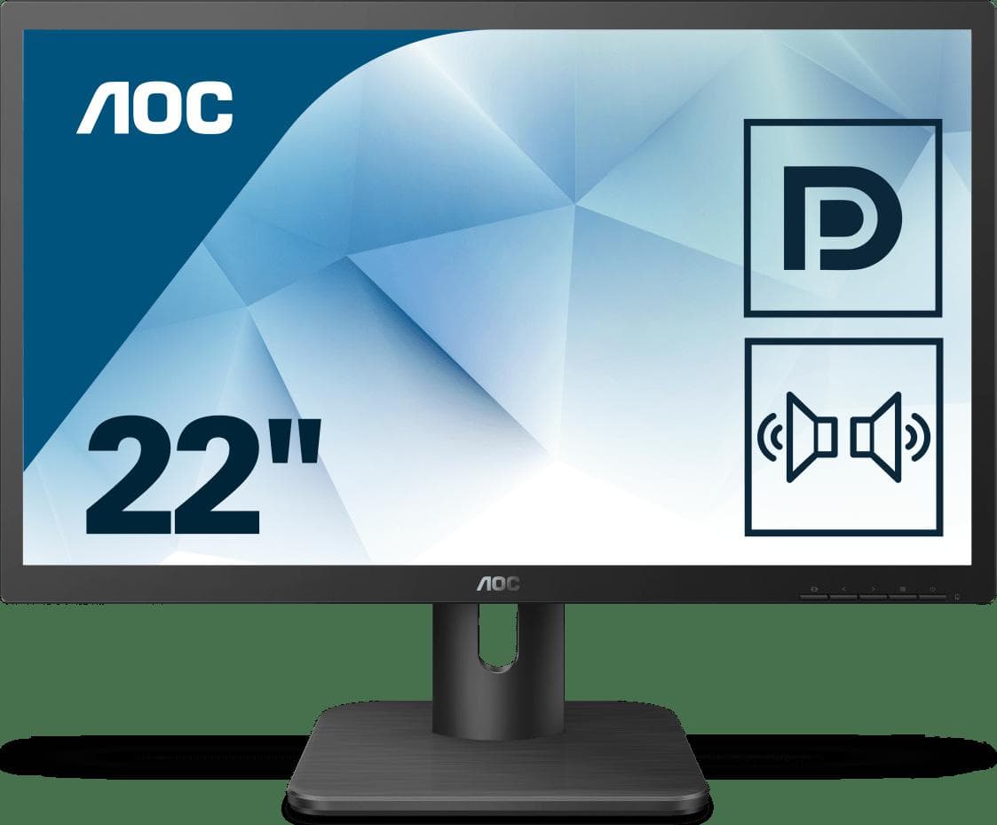 MONITOR AOC 21.5", multimedia, MVA, Full HD (1920 x 1080), Wide, 250 cd/mp, 5 ms, HDMI, VGA, DisplayPort, "22E1Q" — miniatură