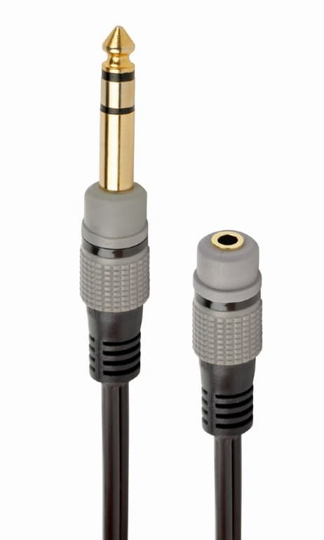ADAPTOR audio GEMBIRD stereo (1 x 6.35 mm jack T la 1 x 3.5 mm jack M), 0.2M, negru, "A-63M35F-0.2M"