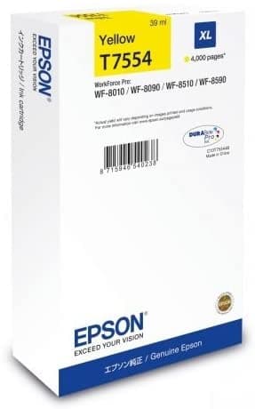 Cartus Cerneala Original Epson Yellow, T7554, pentru Workforce Pro WF-8010|8090|8510|8590, "C13T755440"