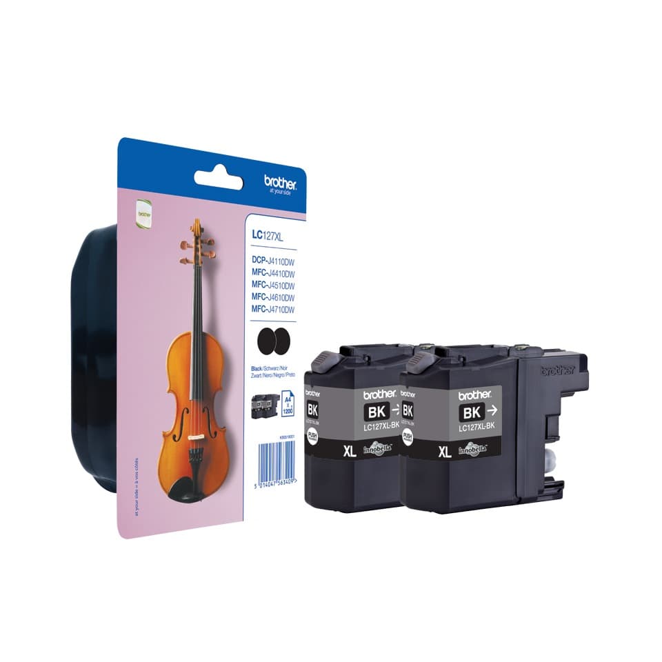 Dual-Pack Original Brother Black, LC127XLBKBP2, pentru DCP-J4110| MFC-J4410|J4510|J4610|J4710, 1.2K, "LC127XLBKBP2"