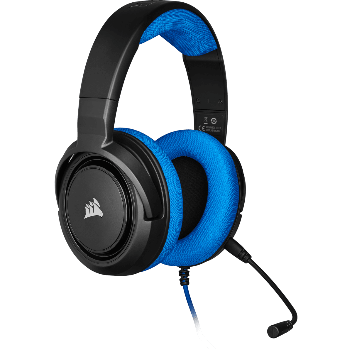 CASTI Corsair, "HS35", cu fir, gaming, utilizare multimedia, smartphone, microfon pe brat, conectare prin Jack 3.5 mm, negru / albastru, "CA-9011196-EU" — miniatură