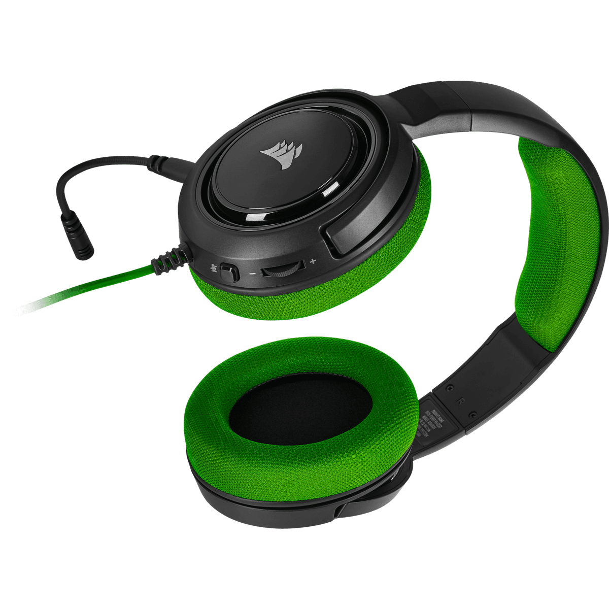 CASTI Corsair, "HS35", cu fir, gaming, utilizare multimedia, smartphone, microfon pe brat, conectare prin Jack 3.5 mm, negru / verde, "CA-9011197-EU" — miniatură