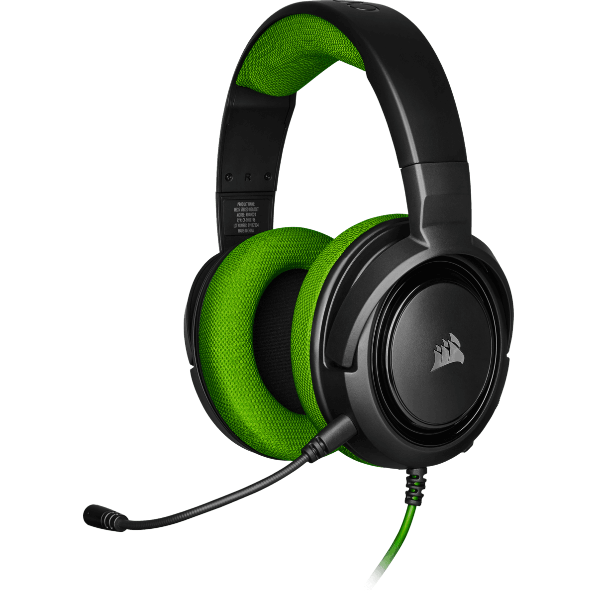 CASTI Corsair, "HS35", cu fir, gaming, utilizare multimedia, smartphone, microfon pe brat, conectare prin Jack 3.5 mm, negru / verde, "CA-9011197-EU"