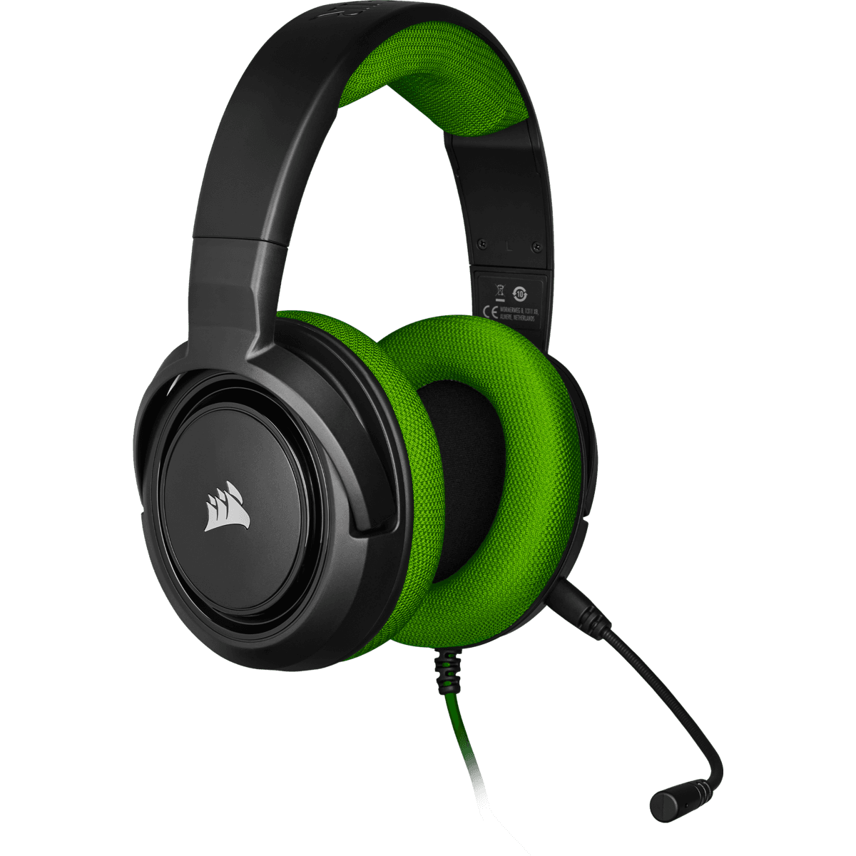 CASTI Corsair, "HS35", cu fir, gaming, utilizare multimedia, smartphone, microfon pe brat, conectare prin Jack 3.5 mm, negru / verde, "CA-9011197-EU" — miniatură