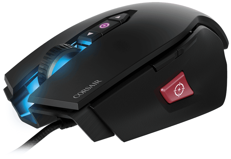MOUSE CORSAIR, "M65 PRO RGB", gaming, cu fir, USB, optic, 12000 dpi, butoane/scroll 8/1, iluminare, butoane programabile, negru, "CH-9300011-EU" — miniatură