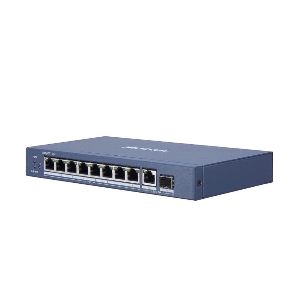SWITCH PoE HIKVISION, port Gigabit x 8, SFP SFP x 1, unmanaged, nerackabil, carcasa metalica, "DS-3E0510P-E"