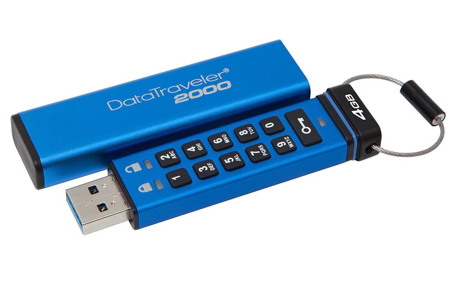 MEMORIE USB 3.1 KINGSTON 4 GB, cu capac | cu cifru, carcasa plastic, albastru, "DT2000/4GB"