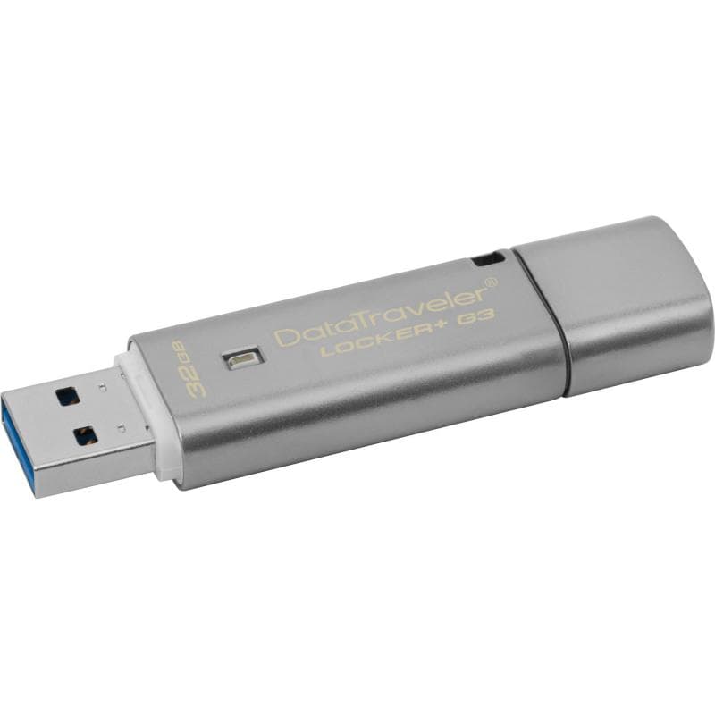 MEMORIE USB 3.0 KINGSTON 32 GB, cu capac, carcasa metalic, argintiu, "DTLPG3/32GB"