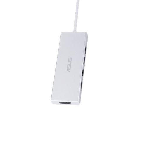 DOCKING Station Asus compatibil universal, conectare PC USB Type C, USB 3.0 x 2, RJ-45, alb, "90XB067N-BDS000" — miniatură
