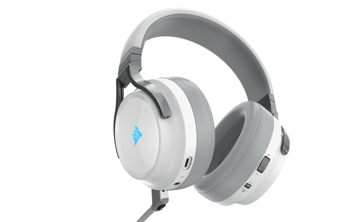 CASTI Corsair, "Virtuoso", wireless,cu fir,gaming,utilizare multimedia,smartphone, mic pe brat,detasabil,conectare prin 2.4 GHz (WiFi),Jack 3.5 mm,USB 2.0,alb "CA-9011186-EU" — miniatură