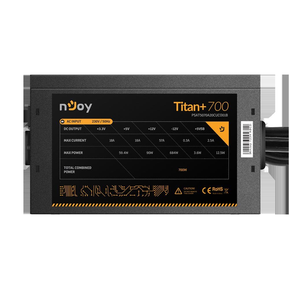 SURSA NJOY TITAN+, 700 W, ATX 12V V2.3, fan 120 mm x 1, 80 PLUS Bronze - compatibila, "PSAT5070A20CUCO01B" — miniatură