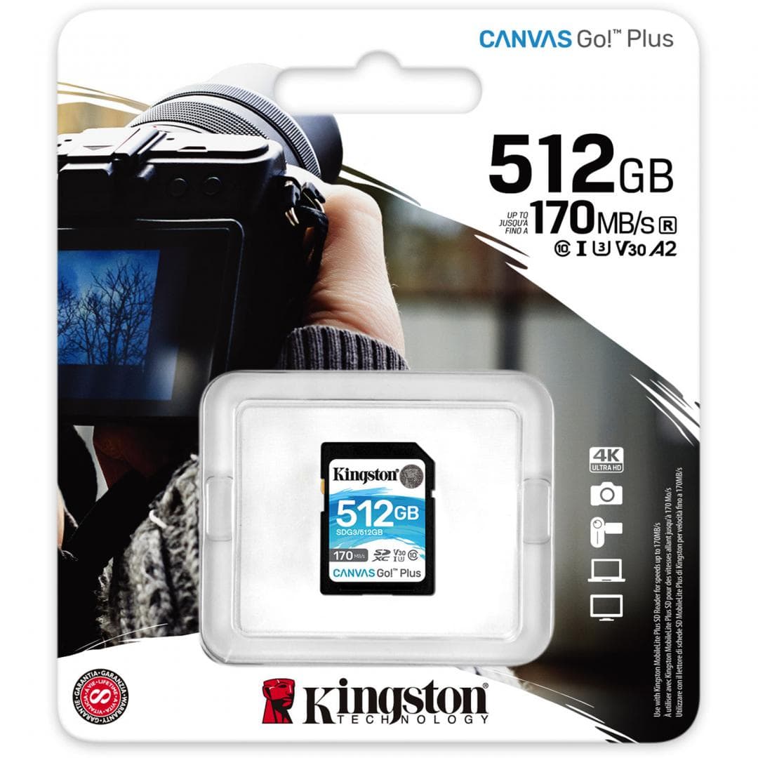 CARD SD KINGSTON, 512 GB, SDXC, clasa 10, standard UHS-I U3, "SDG3/512GB"